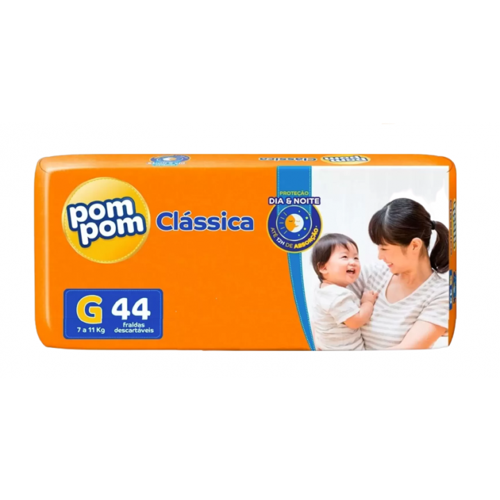 Fralda Pom Pom Clássica Mega G com 44 Unidades