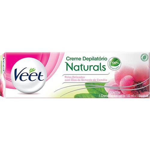 Creme Depilatório Veet Naturals Peles Delicadas 100ml + 1 Espátula