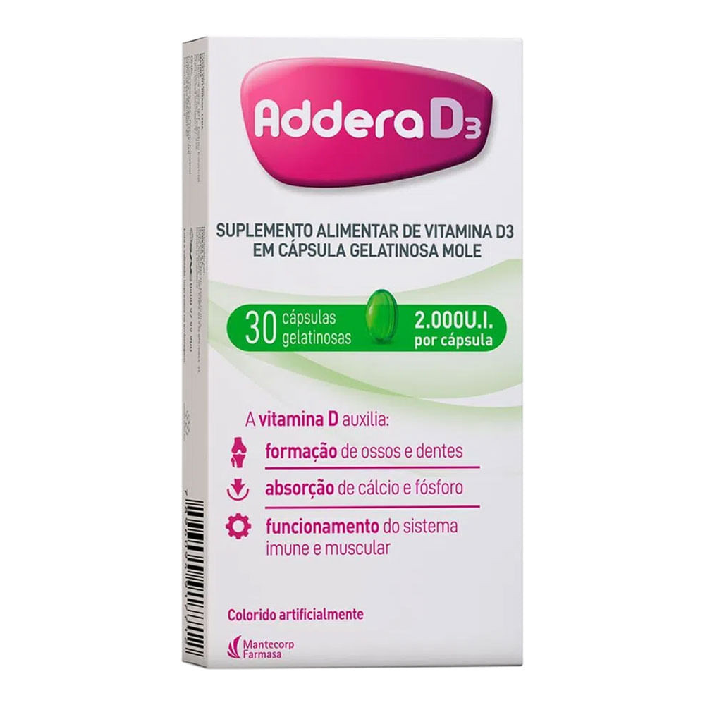 Addera D3 2.000ui com 30 Cápsulas Gelatinosas