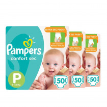 Kit Fralda Pampers Confort Sec P 150 unidades