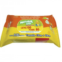 Toalhas Umedecidas Natural Baby Leve 100 Pague 80 unidades