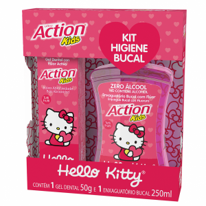 KIT HIGIENE BUCAL HELLO KITTY GEL DENTAL + ENXAGUATORIO BUCAL