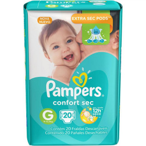 Fralda Pampers Confort Sec G com 20 unidades