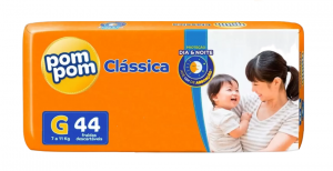 Fralda Pom Pom Clássica Mega G com 44 Unidades