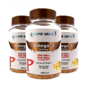 Ômega 3 Óleo de Peixe 1000mg 120 Cápsulas 3 Unidades