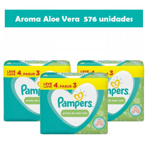 Combo Lenços Umedecidas Pampers Leve 4 Pague 3 - 576 toalhas - 3 unid.