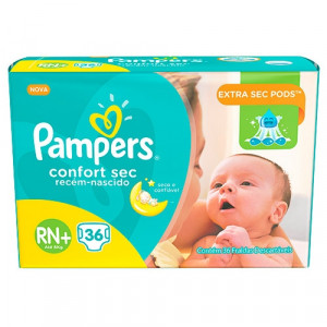 Fralda Pampers Confort Sec RN+ 36 Unidades