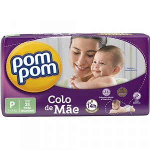 Fralda Pom Pom Colo de Mãe P 28 Unidades