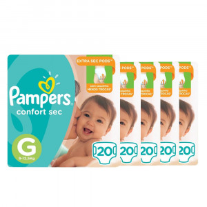 Kit Fralda Pampers Confort Sec G 100 unidades