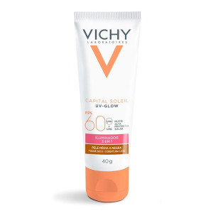 Vichy Capital Soleil Uv-Glow FPS 60 Iluminador 3 em 1 Pele Média a Negra 40g