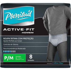 Roupa Íntima Plenitud Active Homem P/M com 8 unidades